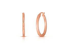 Yeidid Italian 18K Rose Gold Plated Sterling Silver 30MM Textured Hoop Earrings