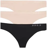 Bonds Women's Seamless Invisi Thong with Mid Rise fit in Cotton-rich Blend For Women, 3-Pack