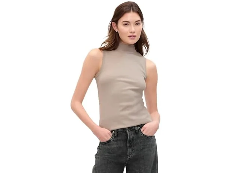 GAP Women (XXL) Sleeveless Mockneck Tank Quail