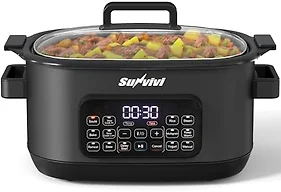 Sunvivi 12-in-1 Programmable Slow Cooker 6.5QT with Timer & Keep Warm