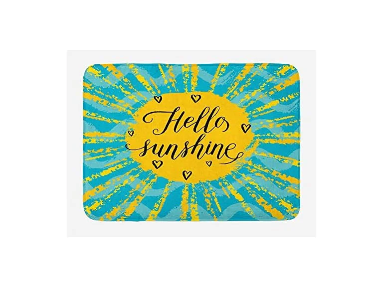Ambesonne Hello Sunshine Bath Mat, Sun Motif