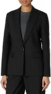 Amazon Essentials Women's Regular-Fit Woven Single-Breasted Blazer, Black, 12
