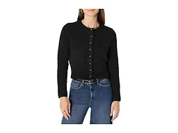 Amazon Essentials Women's Regular-Fit Faux Mohair Button-Down Cardigan, Black, Large