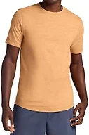 Gaiam Men’s Breathe Ease Short Sleeve Crewneck Top, Standard Fit, Stretch Heavyweight Performance Material, Biscuit Heather, Medium