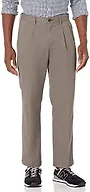 Amazon Essentials Men's Big & Tall Classic-fit Wrinkle-Resistant Pleated Chino Pant Pants, Taupe, 44W x 28L