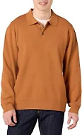 Amazon Essentials Mens Relaxed-Fit Polo Sweater, Caramel, Large