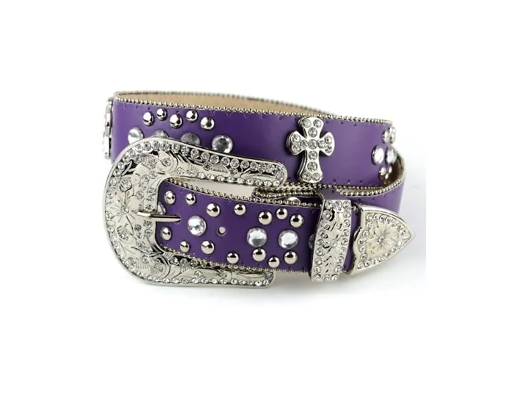 Nyfashion101 Men (XL) Cross Charm Rhinestone Belt