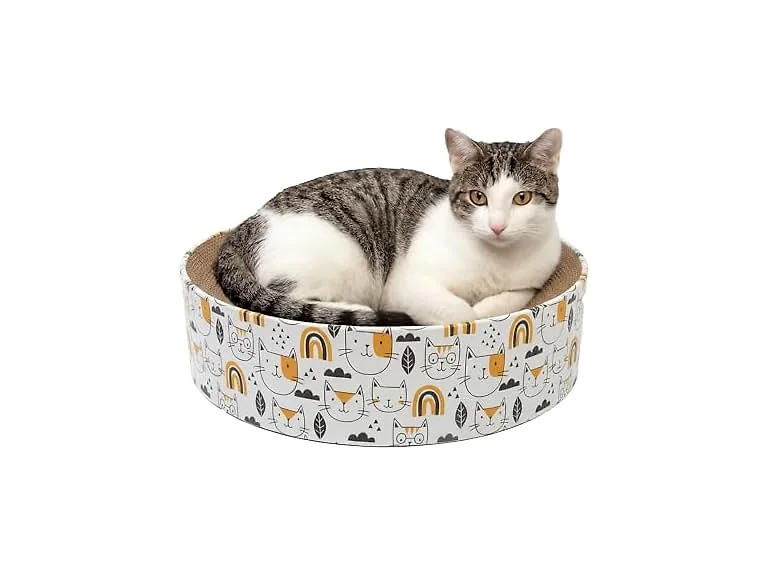 Kitty City Cat Print Corrugate Scratcher Bed - Round