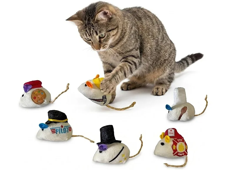 SPOT Mice at Work Cat Toys, Catnip Filled Plush Mice