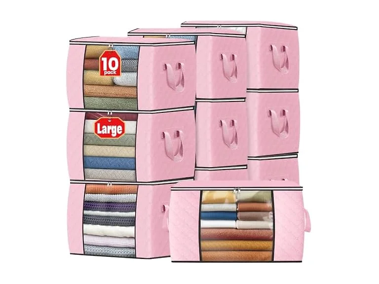 Fab totes 90L Pink 10 Pack Storage Bags
