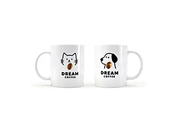 HJOCMLE Mug Set of 2 Cute Cat and Dog Ceramic Mug Set Pet Lover Cup Set Novelty Animal Tea Cups - Gift for Pet Lovers,Cat Mom & Dog Dad,Animal Owner