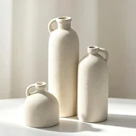 LIFESTYLO Flower Vase Set of 3, Ceramic Home Decor for Living Room - Modern Rustic Farmhouse Centerpiece for Table, Shelf & Bedroom - Decorative Vases for Office, Bathroom, Dining Desk