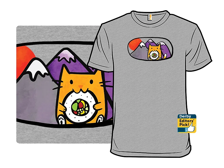 Catzilla of the Mountains Loves Giant Sushi