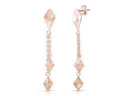 Yeidid Italian 925 Sterling Silver Diamond Cut Marquise Drop Earrings Plated in 18K Rose Gold
