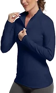 GGOV Golf Shirts for Woman UPF 50+ Sun Protection Quick Dry Lightweight Long Sleeve Polo Shirts for Woman Rash Guard Navy