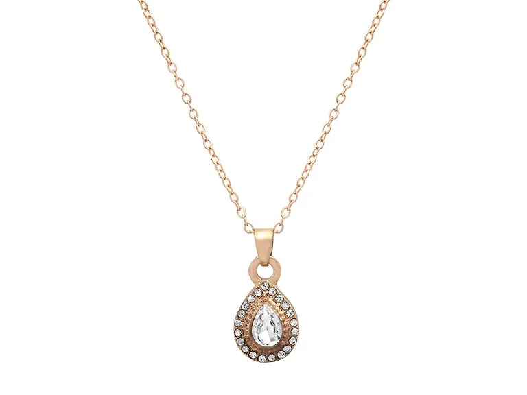 18K Gold Teardrop CZ Necklace