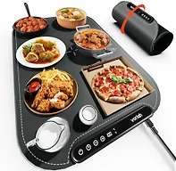 Warming Mat for Food, Voriah Electric Warming Tray with 99H Timer & 8 Temperature Settings, Foldable Food Warmer with °C/°F Switch, Keeps Food Warm at Buffets, Sabbath, Family Gatherings