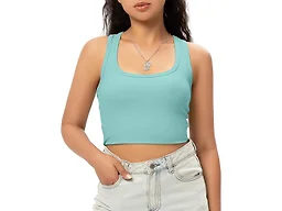 GGOV Sports Crop Tank Tops for Women Cropped Workout Tops Racerback Running Yoga Tanks Cotton Sleeveless Gym Shirts Blue