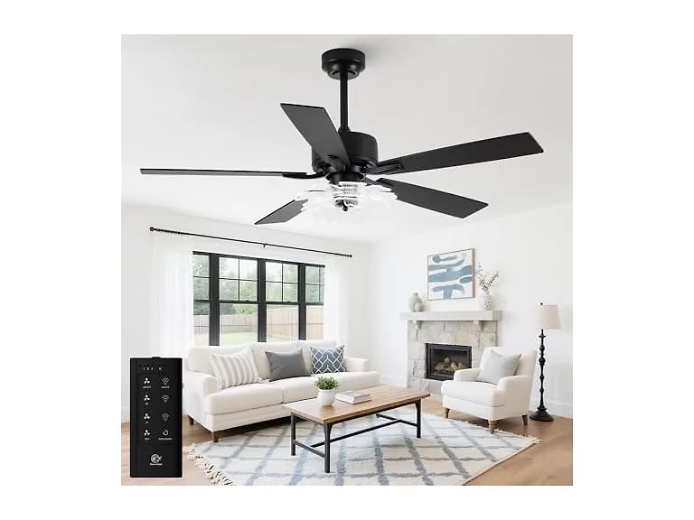 Parrot Uncle F6035BK 52" Ceiling Fan w Lights and Remote