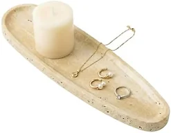 PracFit Natural Marble Travertine Vanity Tray, 16.6"x4.6", Beige