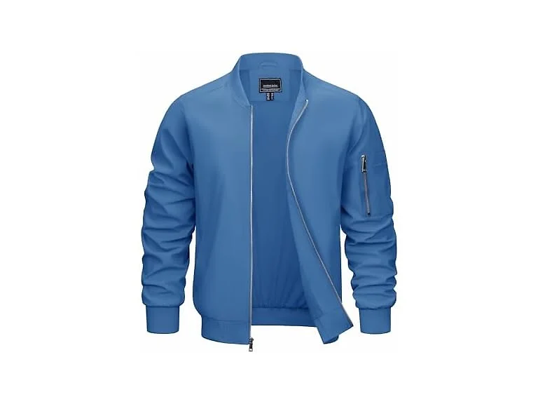 Crysully Men (L) Fall Jackets Full Zip Royal Coats