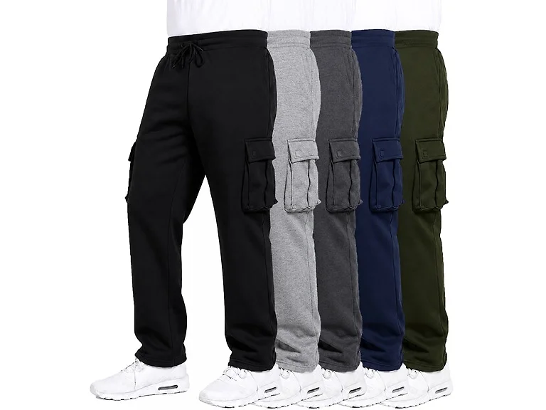 4Pk Mens Open Bottom Fleece Sweatpants