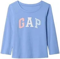 GAP Baby-Girls Long Sleeve Logo Tee T-Shirt, Shirting Blue, 2T