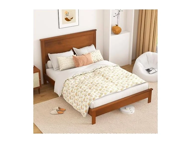 KOMFOTT Full Wood Platform Bed Headboard
