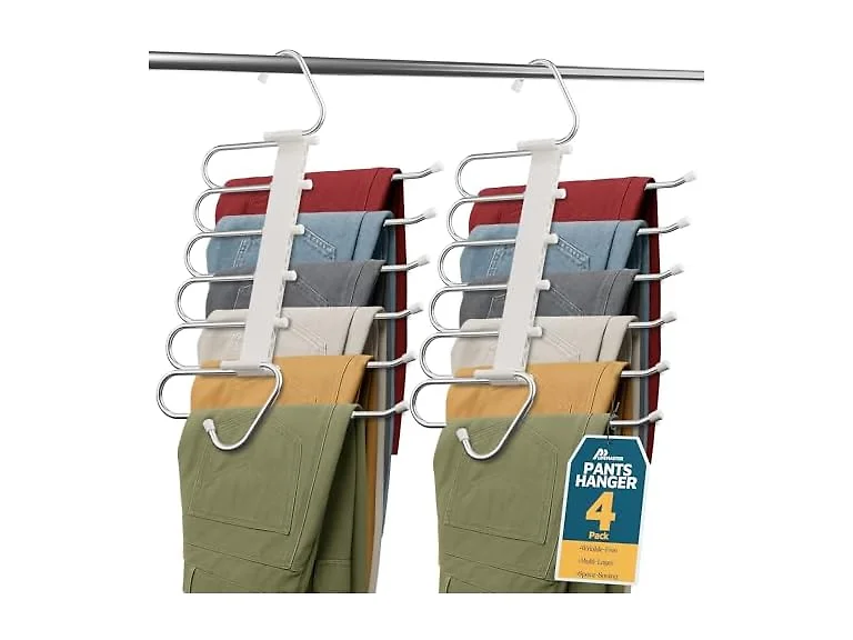 Lifemaster Space Saving Pants Hangers 4 Pack White 