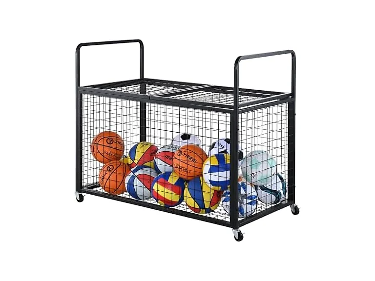 Rolling Sports Ball Storage Cart, Lockable