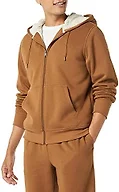 Amazon Essentials Men's Sherpa Lined Full-Zip Hooded Fleece Sweatshirt, Toffee Brown, X-Small