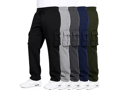 4Pk Mens Open Bottom Fleece Sweatpants