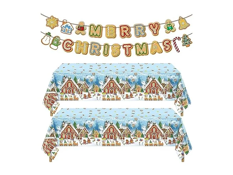 6 Pcs Gingerbread Tablecover & Banner