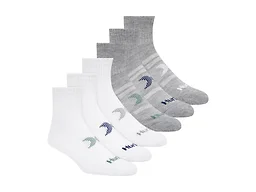 Hurley H602186 10-13 Hurley Men's 12-Pairs Quarter Crew Socks WHITE/GREEN
