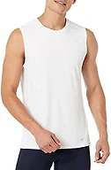 Amazon Essentials Men's Active Quick Dry Tech Stretch Lightweight Sleeveless Muscle Shirt, White, X-Small