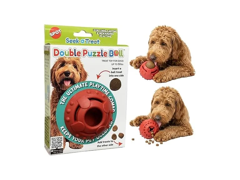 SPOT Seek-A-Treat Double Puzzle Ball Dog Toy