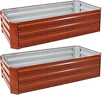 Sunnydaze Decor HB-536-2PK Steel Raised Beds 2PK Wood Bro