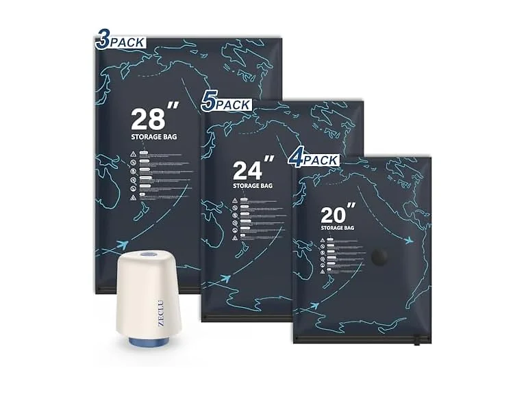 Vacuum Seal Travel Bags w/ Pump 12-Pack
