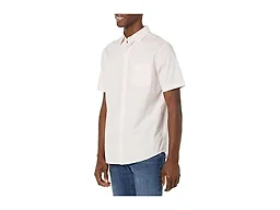 Amazon Essentials Men's Short Sleeve Button Down Shirt, Stretch Cotton, Blue Peach Plaid, Available in Big & Tall, Pink, Small