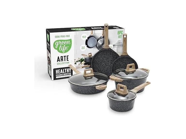 GreenLife 8 Piece Ceramic Nonstick Cookware Set
