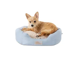 TOWN & COUNTRY EVERYDAY CuddleTown Faux Linen Comfy Cozy Cuddler Pet Bed, Supportive & Calming, Non-Slip Bottom, Machine Washable Cover, Blue, XS 20"x14"x6" 