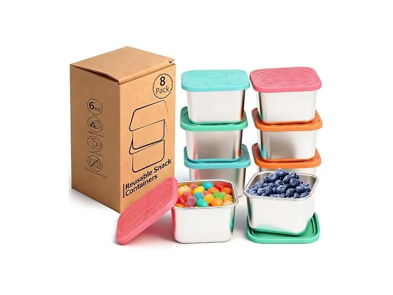 WAWINY 8 Pack Stainless Steel Snack Containers - 6oz