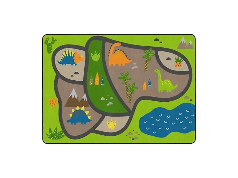 Flagship Carpets Dino Map Classroom Educational Area Rug 6' x 8'4" - Green