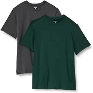 Amazon Essentials Men's Active Quick Dry Moisture Wicking Tech Stretch Lightweight Short-Sleeve T-Shirt, Pack of 2, Dark Green/Heather Graphite, X-Small