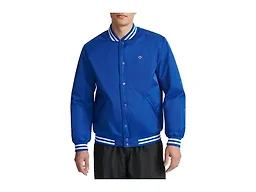 Champion Men's Logo Striped-Trim Varsity Jacket, Surf The Web, Small