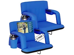 Alpcour APC-RSSARB-D-2P 21" Wide Alpcour 2PK Premium Reclining Stadium Seat w/ Armrests Royal Blue