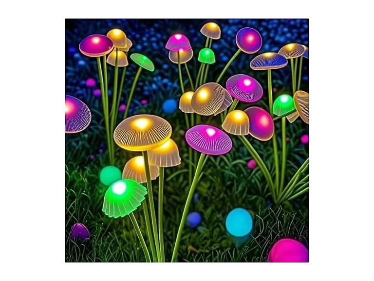 Slssqhz GAR-114 4pc Solar Mushroom Garden Lights RGB