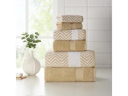Kathy Ireland 4930 6 Piece Chevron Jacquard Towel Set wit