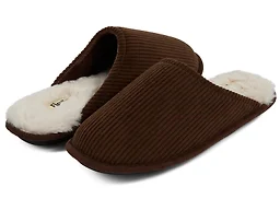 Floopi FLOOPI-705-BRN-S S Mens Corduroy Scuff Slipper 