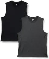 Amazon Essentials Men's Active Quick Dry Moisture-Wicking Tech Stretch Lightweight Sleeveless Muscle Shirt, Black / Heather Graphite, X-Large
